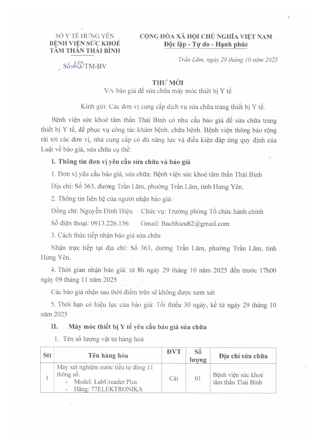 SO 123 THU MOI VV BAO GIA DE SUA CHUA MAY MOC THIET BI Y TE 20251029 hình ảnh 0 đã gộp hình ảnh 0